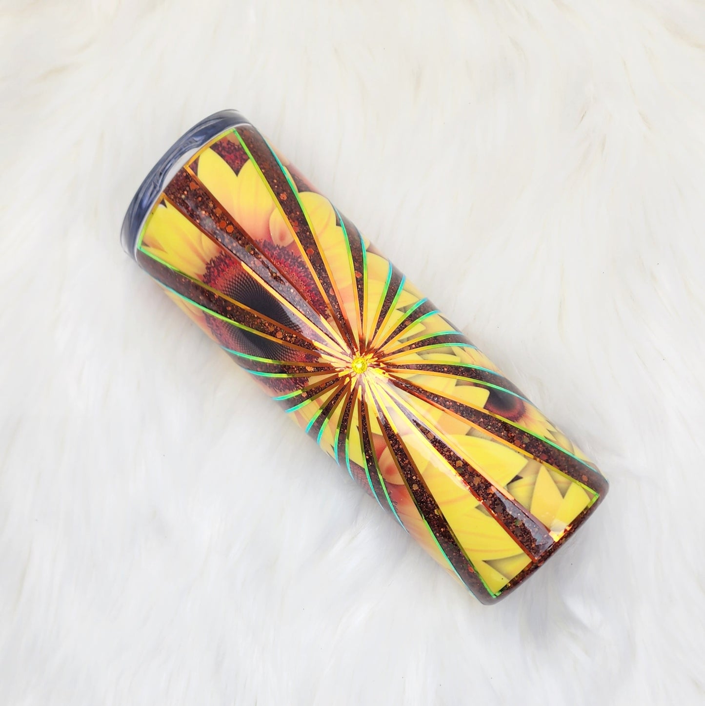 Sunfllower Burst Glitter Tumbler (20oz)