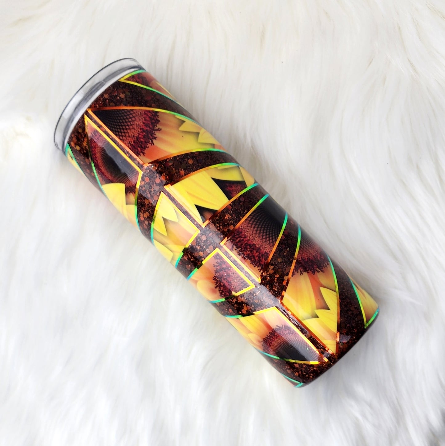 Sunfllower Burst Glitter Tumbler (20oz)