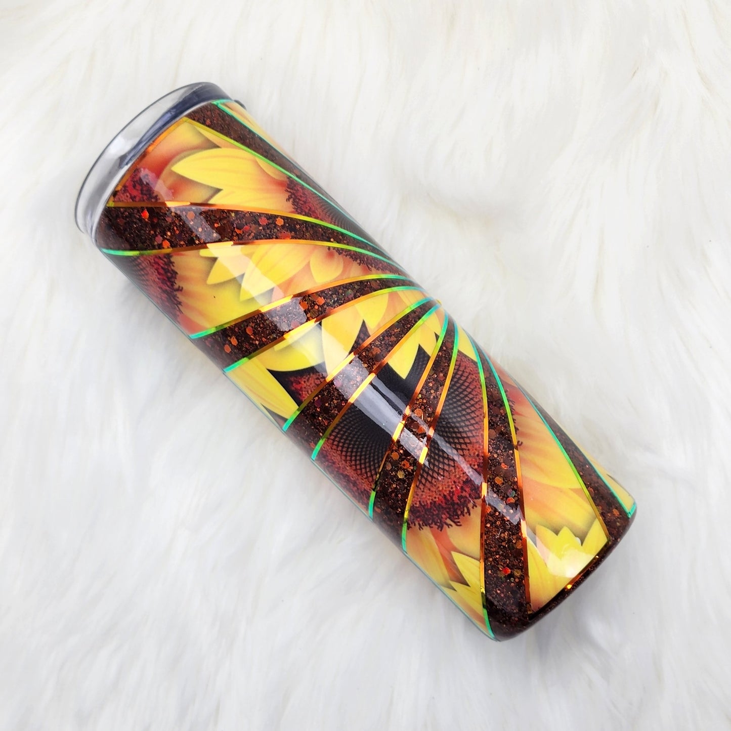 Sunfllower Burst Glitter Tumbler (20oz)