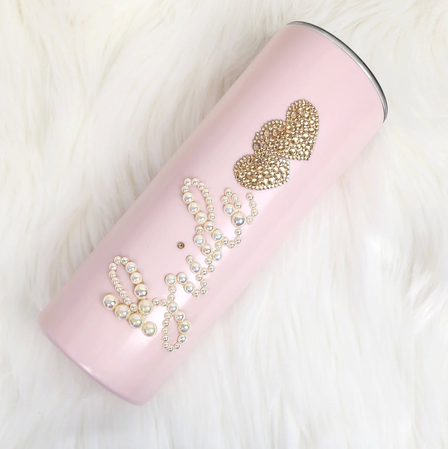 Matte Pink Bling & Pearls Bride's Tumbler (20oz)