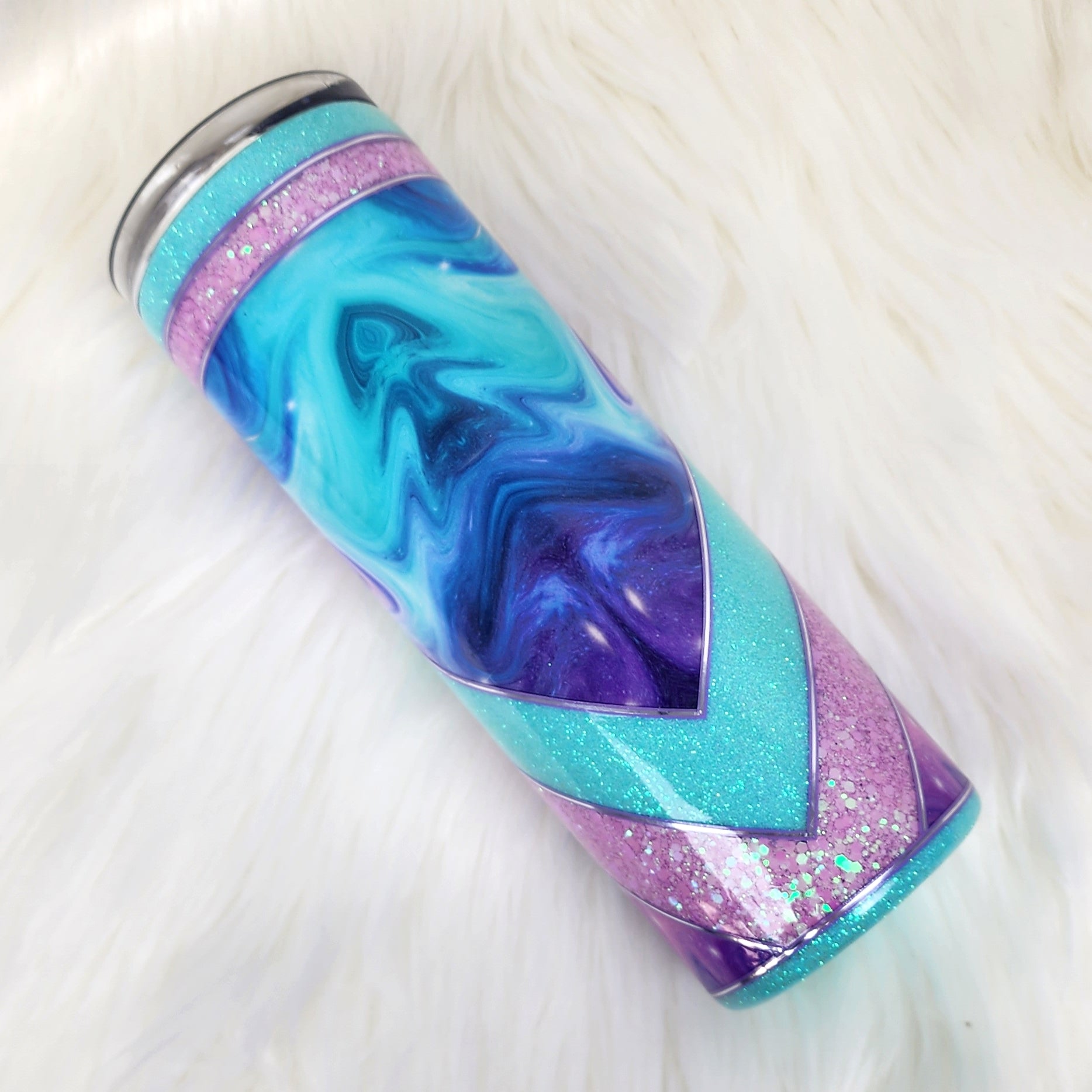 Purple Pink & Turquoise Swirl V Split Tumbler (20oz) – Carben Designed